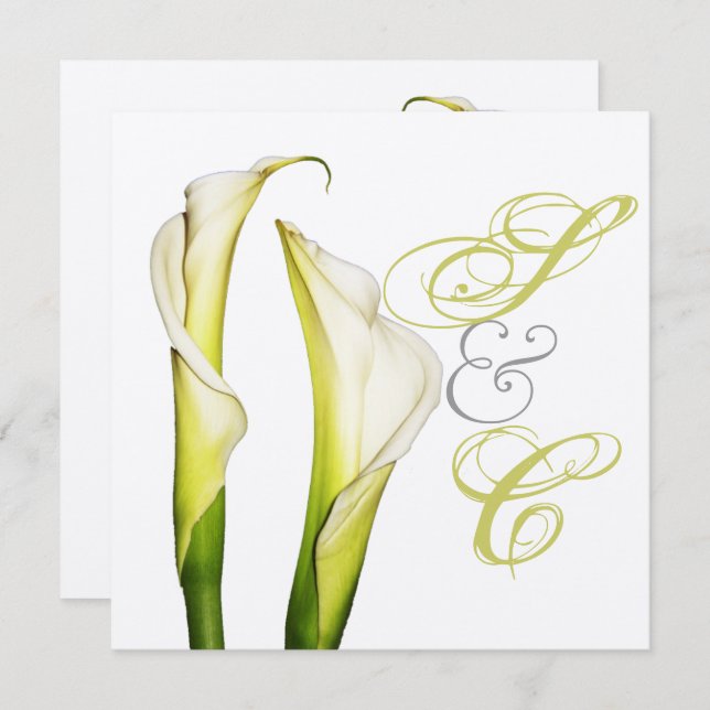 Calla Lillies + texto de espiral, Convites de casa (Frente/Verso)