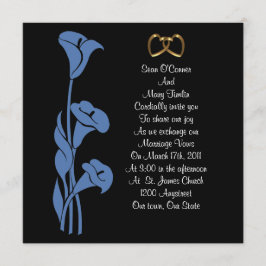 Calla Lily Blue em Convite Preto