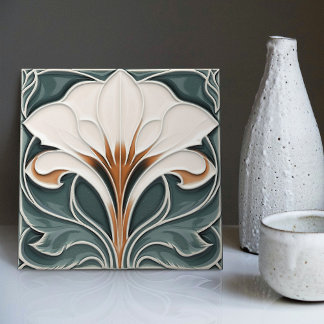 Calla Lily Blue Floral Wall Decor Art Nouveau