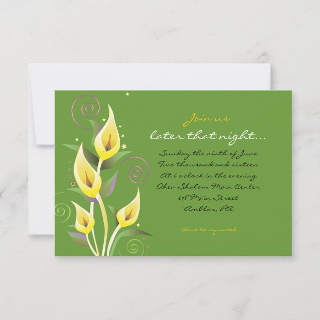 Calla Lily Weding Convite Flower Party Card (Frente)