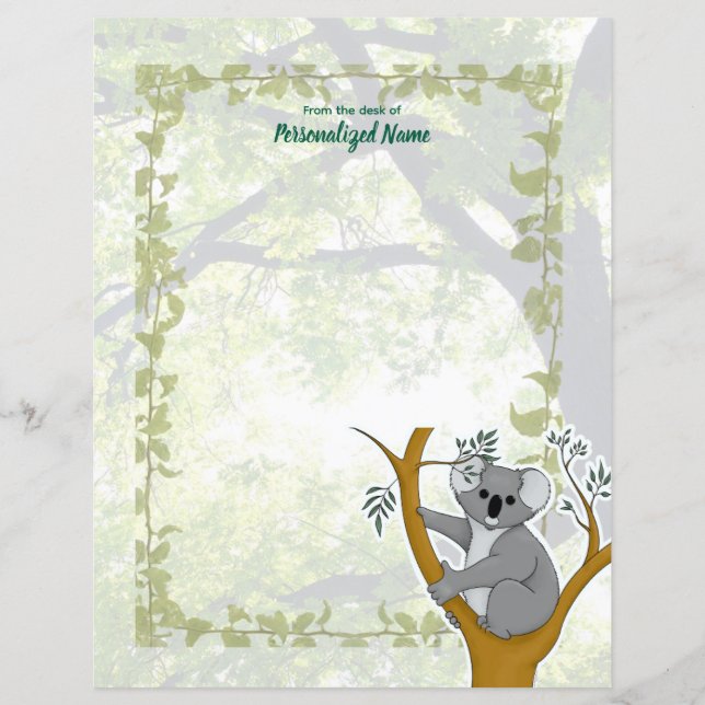 Callie Koala Ivy Folha de Papel Sem Linhas (Frente)