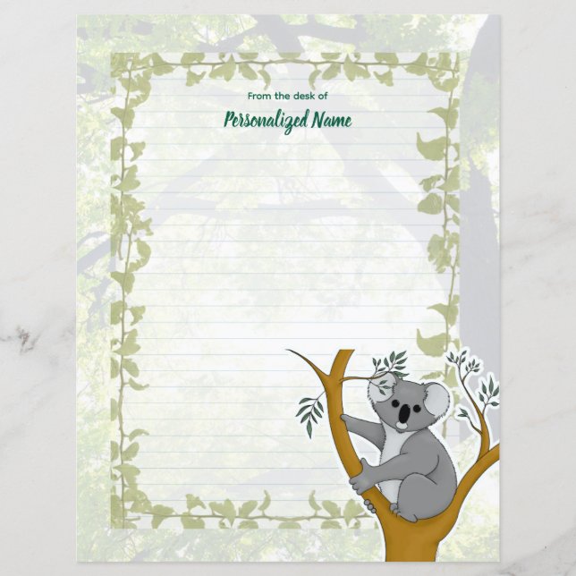 Callie Koala Ivy Lined Paper Sheet (Frente)