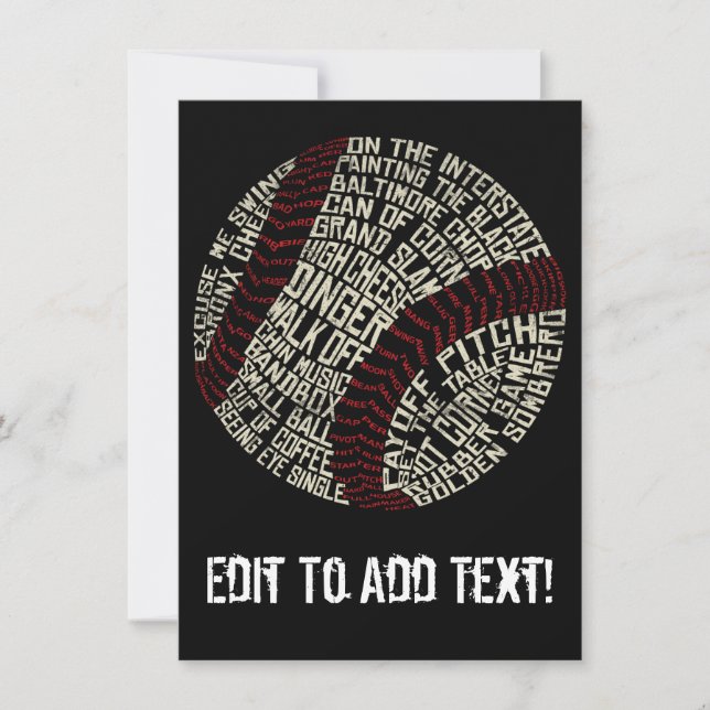 Calligram das palavras de gíria de beisebol (Frente)