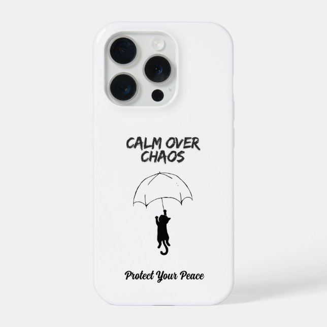 Calm Over Chaos – Editable Quote Cat iPhone Case (Verso)