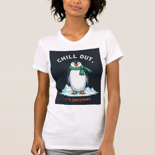 "Calma a camiseta das mulheres de pinguim - Divers