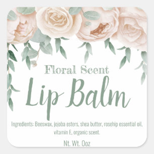 Calmando Rosas Rosa Lip Balm Tubo Etiquetas