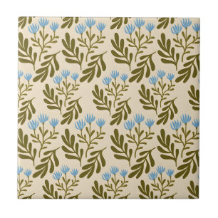 Calmo e Natural: Padrão Sem Costura de Flor Azul