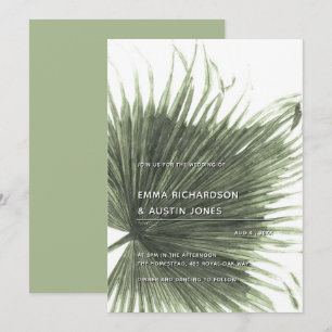 Calor Tropical Palm Botânico Convite para Casamen