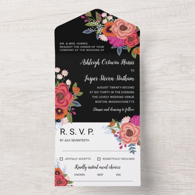 Caloroso Boho Colorido Flores Negras Casamento Tud (Interno)