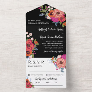 Caloroso Boho Colorido Flores Negras Casamento Tud