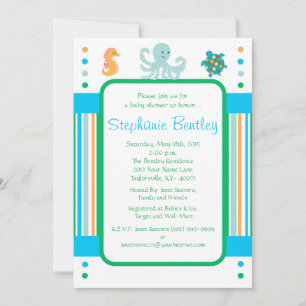 Calypso 5x7 convite Criaturas marítimas