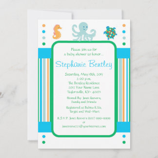 Calypso 5x7 convite Criaturas marítimas