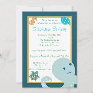 Calypso 5x7 convite Criaturas marítimas