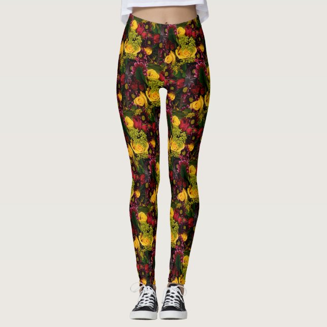Cama de Amarelo e Rosas vermelhas: Leggings (Frente)