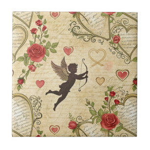 Cama de Cupido Caligrafia Vitoriana do Dia dos Nam