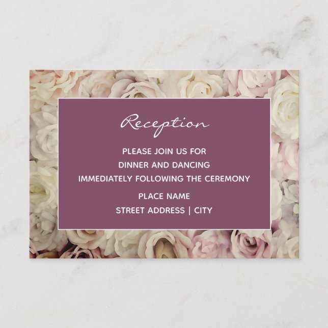 Cama de Rosas Cartões de Recepção de casamento Ros (Frente)