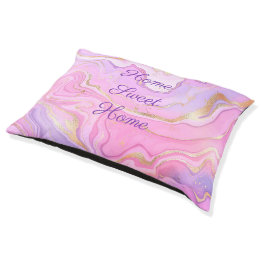 Cama Para Animais De Estimação Luxo Marble Glitter Rosa Púrpura Dourada