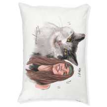 Travesseiro Personalizado de Gato e Humano Desenha