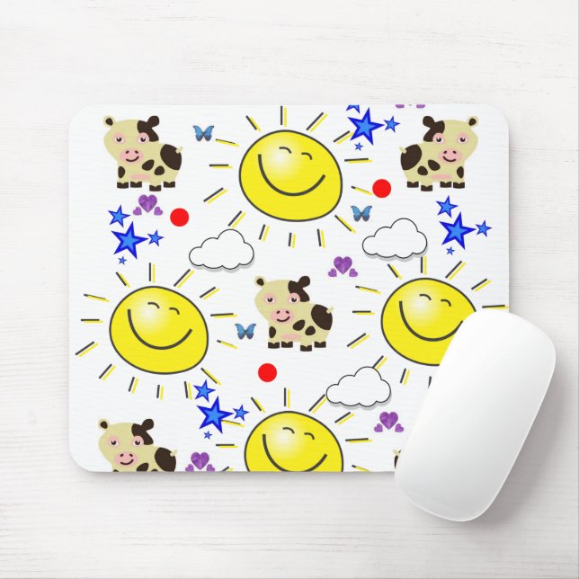 Camada De Mouse Com Nuvens De Vaca! Mousepad (Com mouse)