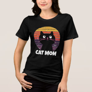 CAMADAS DE RETRO DE VINTAGEM DE MOM-CAT T-SHIRT