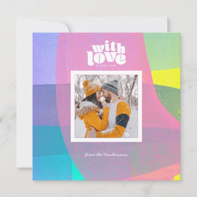 Camadas Pintadas de Amor no Cartão com fotos Quadr (Frente)