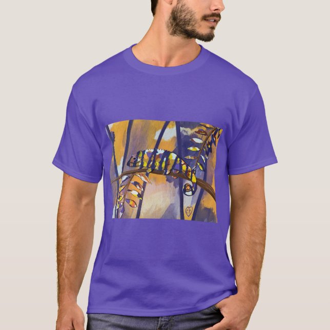 Camaleão abstrato em amarelo roxo nas Camisetas (Frente)
