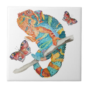 Camaleão Vibrante em Aquarela