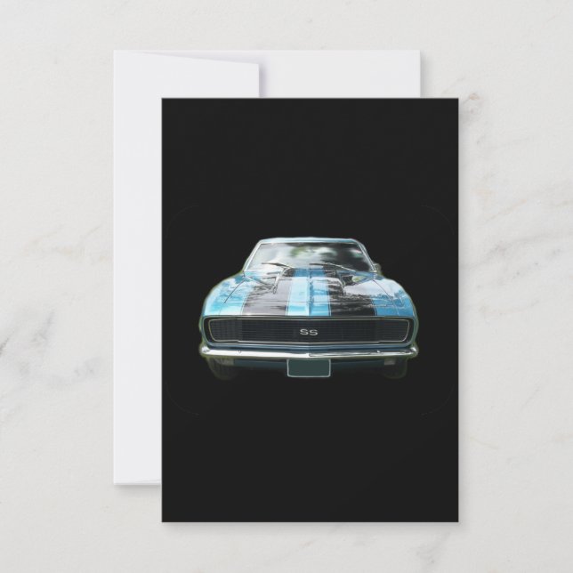 Camaro SS azul-céu com faixas pretas (Frente)