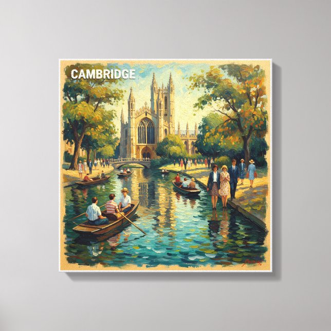 Cambridge England College River Stretched Canvas (Frente)