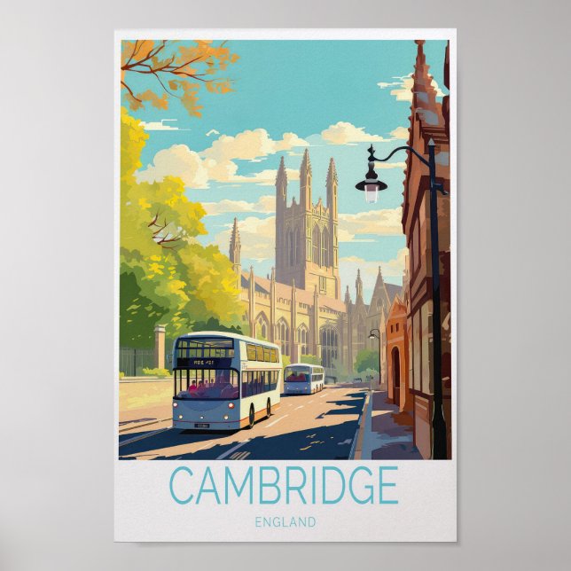 Cambridge Poster de viagens - England Wall Art (Frente)