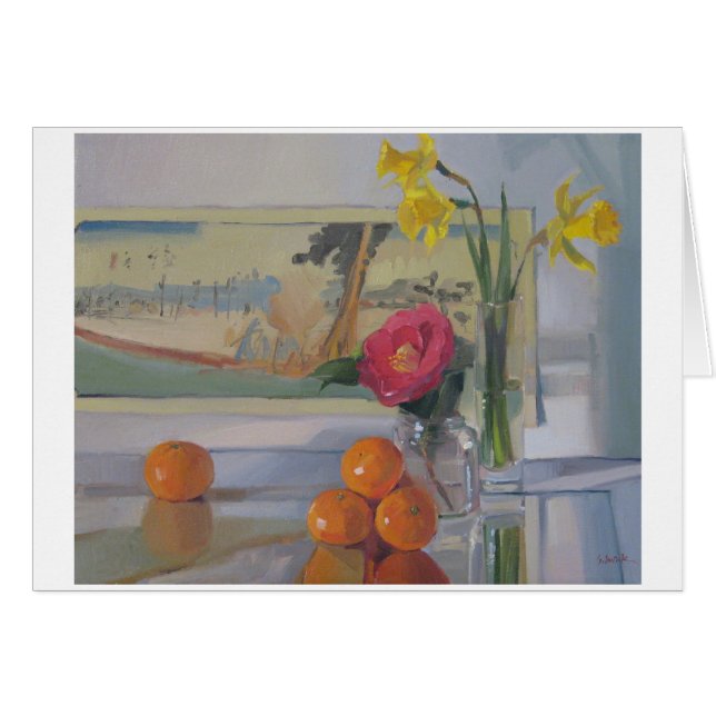 Camélia Japonica - cartão da arte, vazio (Frente Horizontal)