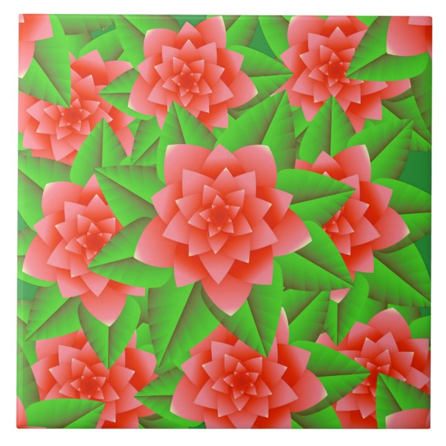Camélias Laranja Coral e Folhas Verdes (Frente)