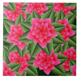 Camélias Rosa Coral e Folhas Verdes