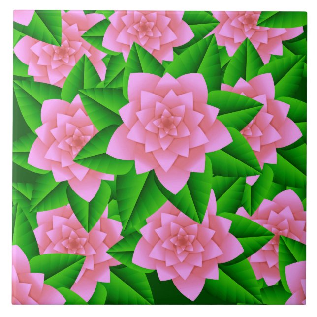Camellias rosa-gelo e folhas verdes (Frente)