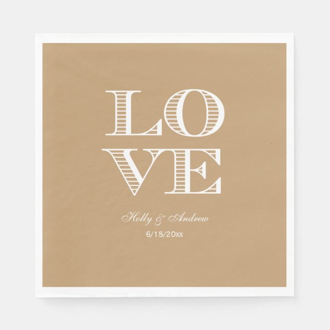Camelo Bege, Guardanapos Branco LOVE (Frente)
