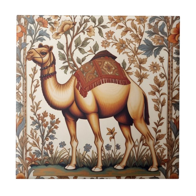 Camelo Elegante William Morris Inspirado Floral (Frente)