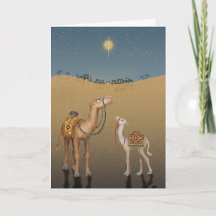 Camelos bonitos no cartão de Natal de Bethlehem