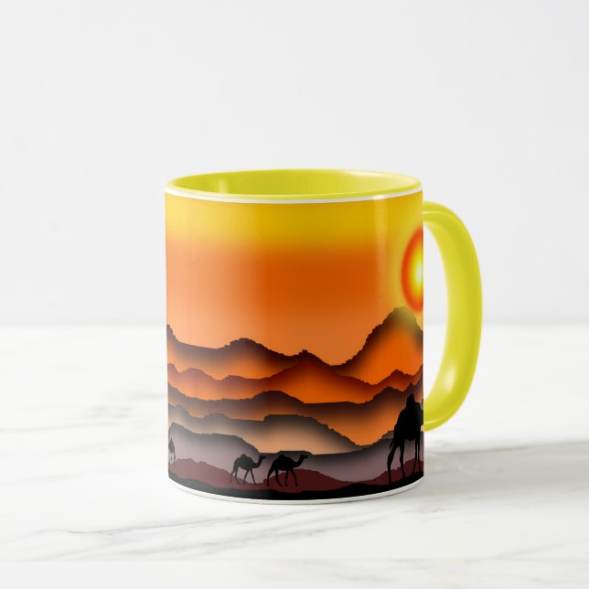 Camelos Na Caneca Sunset - Pintura (Frente Esquerda)