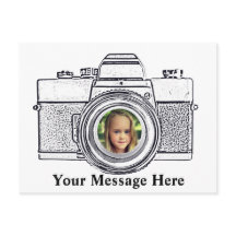 Câmera com seu cartão postal fotográfico