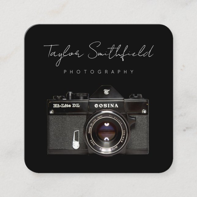 Câmera de cinema fina linha Cartão de visita de fo (Frente)