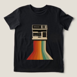 Câmera Retro com Impressão de Arco-Íris