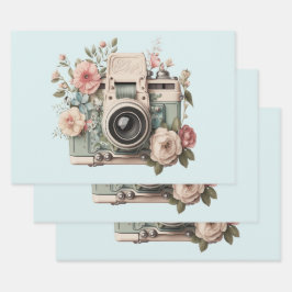 Camera with Flowers Retro Pastel Image