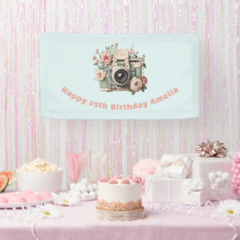 Camera with Flowers Retro Pastel Image Birthday