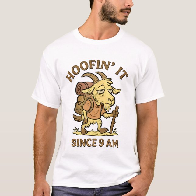 Caminhando desde as 9h – Camisa engraçada de cabra (Frente)