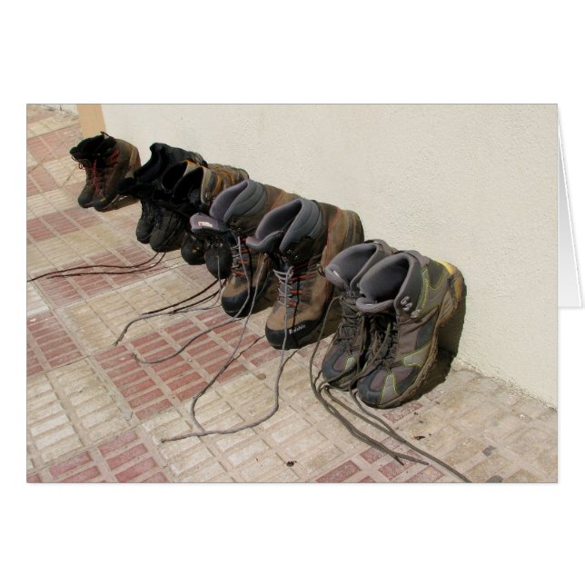 Caminhando o cartão de botas (Frente Horizontal)