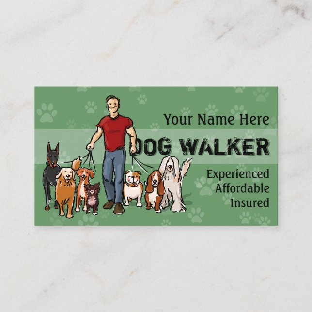 Caminhante do cão. Cara. Cartão de visita (Frente)