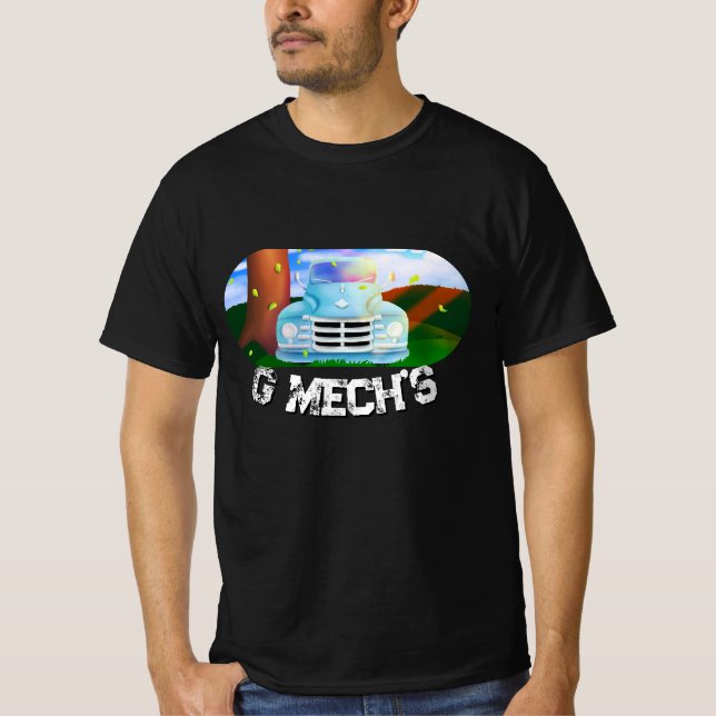 Caminhão clássico com camiseta GMech de cenário (Frente)