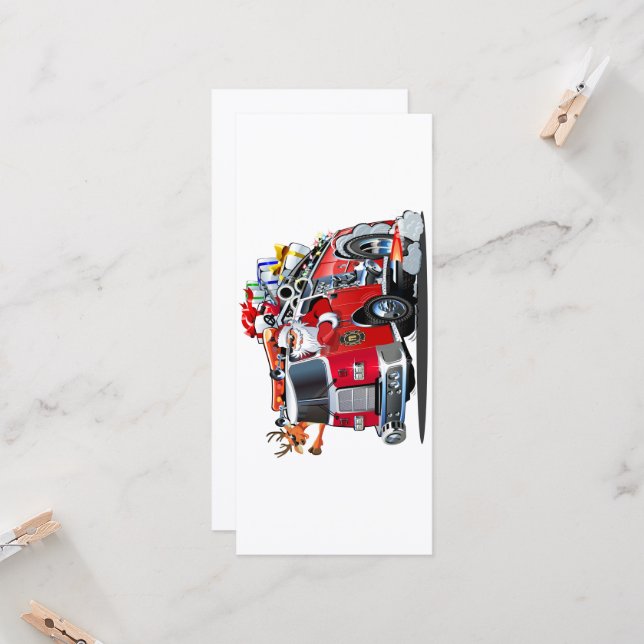 Caminhão de bombeiros de Natal de desenho animado (Frente/Verso In Situ)