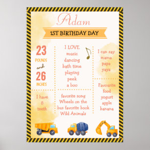 Caminhão de Construção - Milestone Birthday Poster