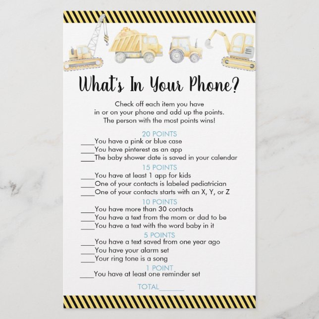 Caminhão de Construção O que há no seu jogo telefô (Frente)